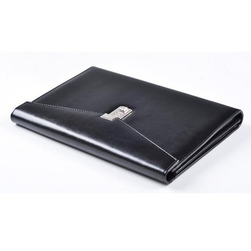 Yakri A4 Leather Password Lock Document Bag Manager File Folder for Office Writing Pads Legal Paper TPN086(Black) - Image 2